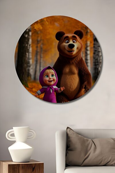 Teona Ahşap Masha și Ursul Pădurea de Toamnă imprimare digitală Tablou din le...