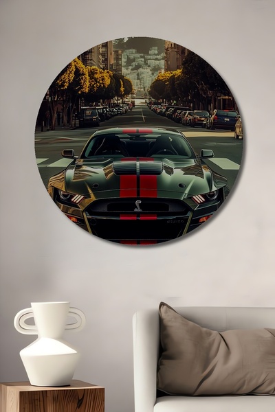 Teona Ahşap Pictură decorativă rotundă de perete cu aspect de lemn, în stil p...