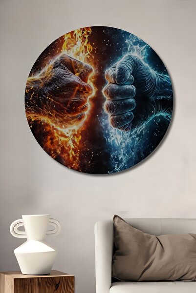 Teona Ahşap Tablou decorativ din lemn cu aspect de pictură în ulei, cu flacăr...