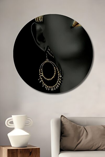 Teona Ahşap Portret de femeie cu strălucire aurie, tablou decorativ din lemn,...