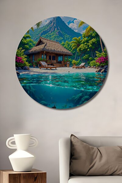 Teona Ahşap Tropik Cennet Huzur Yuvası Tablou decorativ din lemn cu aspect de...