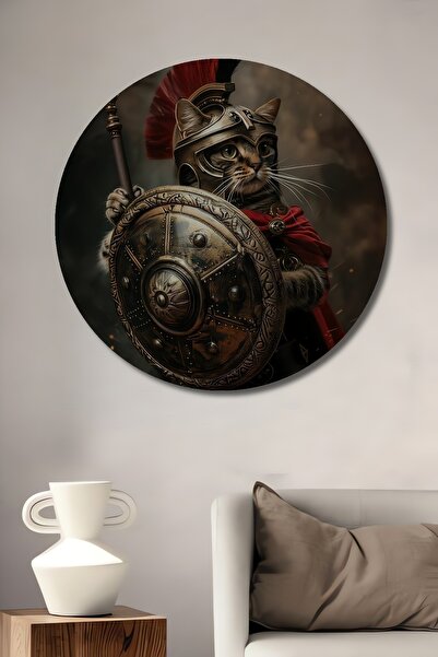 Teona Ahşap Σπαρτιάτικη Γάτα Ελαιογραφία με Όψη Ξύλου Διακοσμητικός Πίνακας Σ...