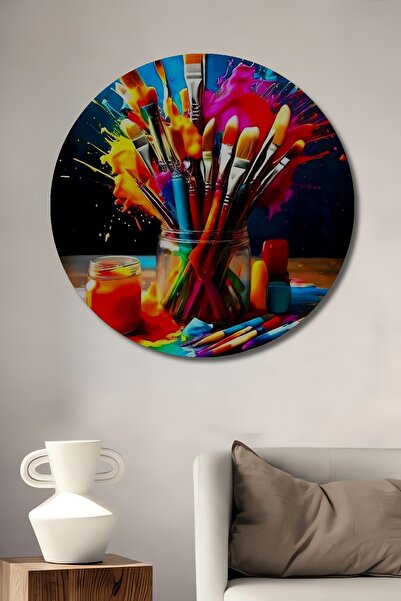 Teona Ahşap Explozie de pensule colorate, pictură decorativă pe lemn cu aspec...