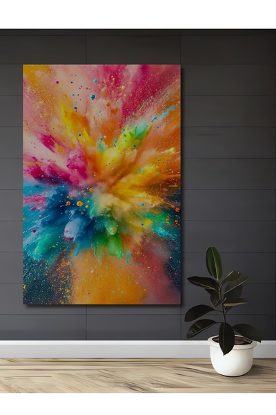 Teona Ahşap Explozie de culori vii, pictură decorativă pe lemn cu aspect de v...