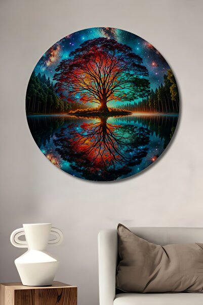 Teona Ahşap Pictură decorativă din lemn cu aspect de acuarelă Arborele Univer...