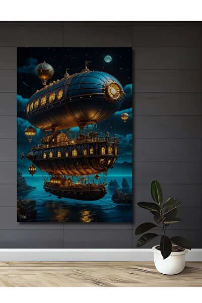 Teona Ahşap Pictură decorativă din lemn cu aspect de navă cu aburi, avion și ...