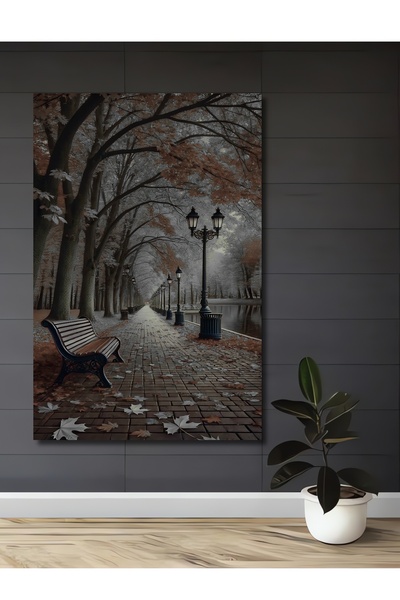 Teona Ahşap Pictură decorativă din lemn cu peisaj de parc de toamnă și aspect...