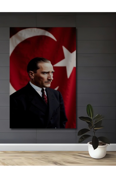 Teona Ahşap Ξύλινο διακοσμητικό τραπέζι με ελαιογραφία του Ατατούρκ, Γκαζί Μο...