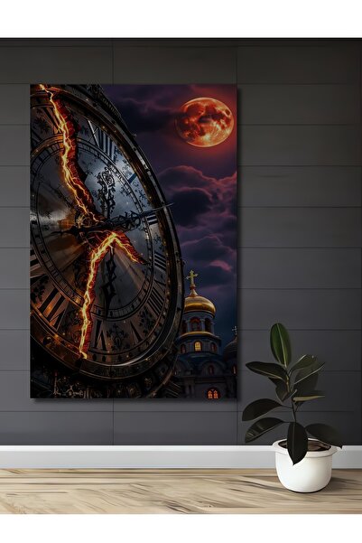 Teona Ahşap Tablou decorativ din lemn cu aspect de pictură în ulei, cu cadran...