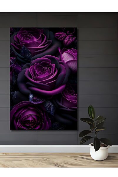 Teona Ahşap Dansul fermecător al trandafirilor mov, tablou decorativ din lemn...