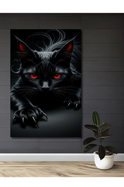 Teona Ahşap Ξύλινο διακοσμητικό τραπέζι με ελαιογραφία σε στυλ Dark Cat Eyes