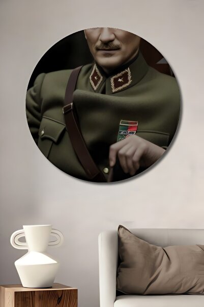 Teona Ahşap Mustafa Kemal Atatürk Pictură decorativă rotundă pe perete, cu as...