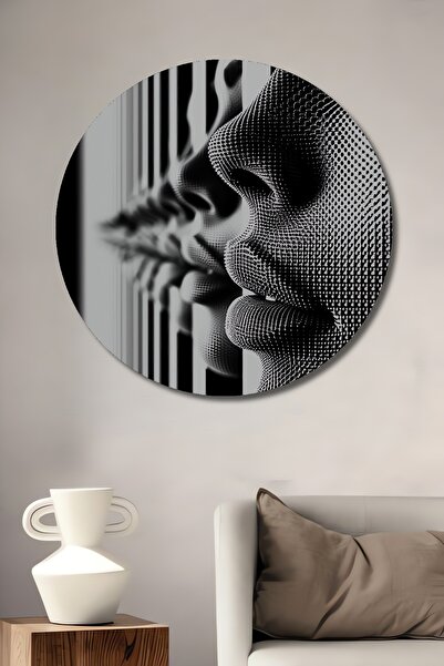 Teona Ahşap Artă modernă Fețe umane Nokta D cu model Tablou decorativ din lemn