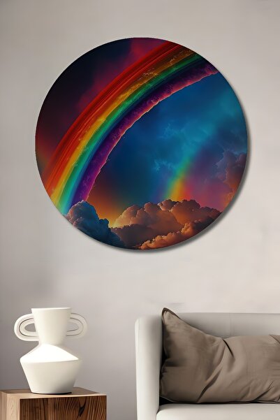 Teona Ahşap Peisaj cu curcubeu Aspect de pictură în acuarelă Artă modernă Pic...