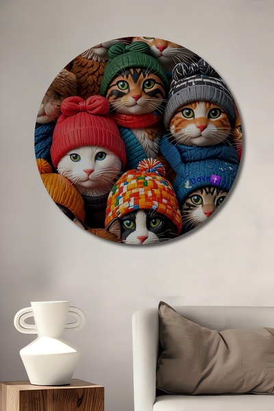 Teona Ahşap Tablou decorativ din lemn cu aspect de pictură în ulei, cu berete...