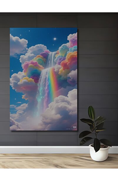 Teona Ahşap Pictură decorativă din lemn cu aspect de cascadă curcubeu și acua...