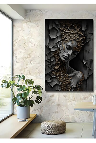 Teona Ahşap Ξύλινο διακοσμητικό τραπέζι με χρυσόχρωμη ελαιογραφία γυναικείας ...