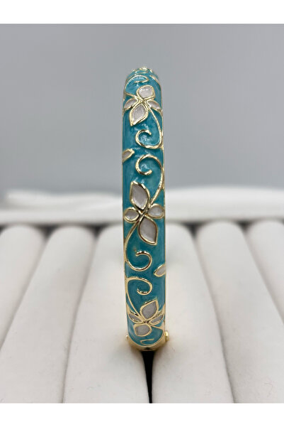 Raha Butik Renkli Çiçek Desenli Mineli Kelepçe Bileklik