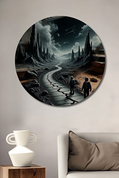 Teona Ahşap Pictură murală rotundă decorativă din lemn cu aspect de vopsea în...