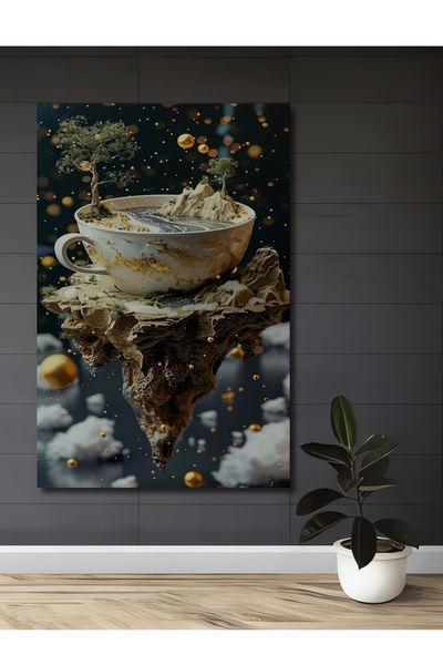 Teona Ahşap Tablou decorativ din lemn cu peisaj fantastic, cu aspect de pictu...