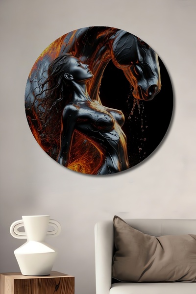 Teona Ahşap Pictură metalică cu aspect de cal și flacără, cu aspect de Atlant...