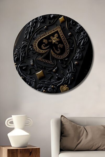 Teona Ahşap As Maça Tablou decorativ din lemn, pictură murală rotundă