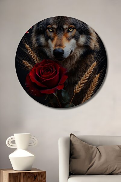 Teona Ahşap Pictură decorativă pe lemn cu aspect de vopsea în ulei cu lup și ...