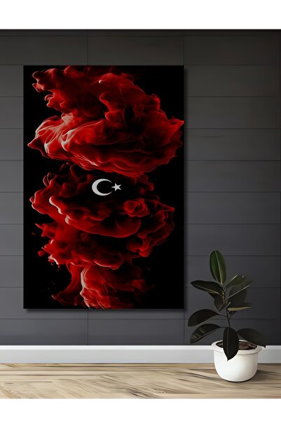 Teona Ahşap Drapelul Turciei cu model Tablou din lemn cu artă abstractă în as...