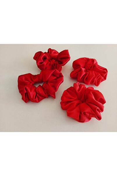 hydesing Scrunchie Red and Cream Elastic Hair Tie 4Pcs