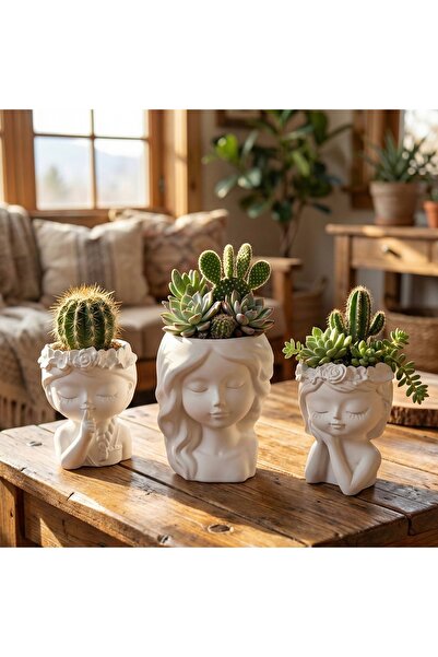 Handmade 3’ lü Dekoratif Saksı