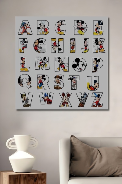 Teona Ahşap Ξύλινο διακοσμητικό τραπέζι με γράμματα Μίκυ Μάους