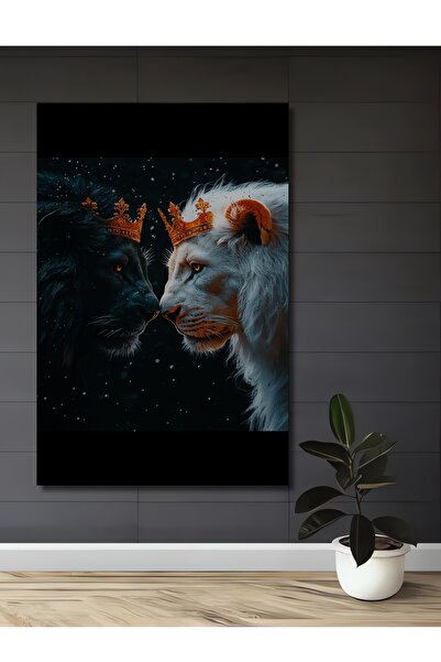 Teona Ahşap Черно-бяла маслена картина в стил „Кралство на лъвовете“ Дървена ...