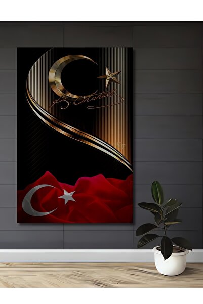 Teona Ahşap Tablou decorativ din lemn cu semnătură Mustafa Kemal Atatürk și d...