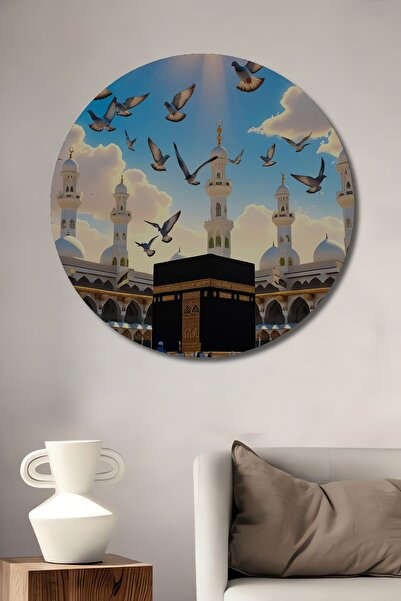 Teona Ahşap Mekke Kabe Dove Flight, pictură în ulei, tablou decorativ din lem...