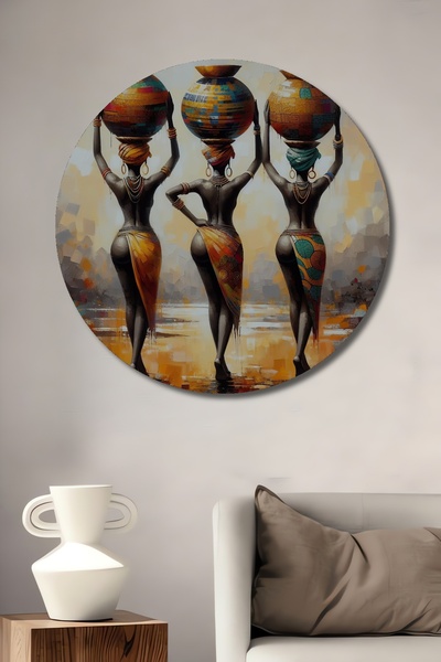 Teona Ahşap Ξύλινο διακοσμητικό τραπέζι με ακουαρέλα σε στυλ Αφρικανικής Γυνα...