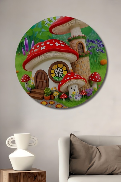 Teona Ahşap Case din lemn cu ciuperci, cu aspect de acuarelă, tablou decorati...