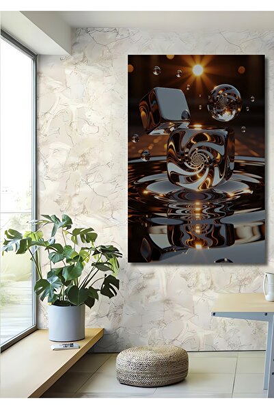 Teona Ahşap Glob și cub abstract cu model Tablou decorativ din lemn cu aspect...