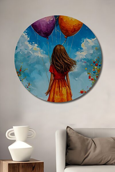 Teona Ahşap Baloane zburătoare Fată în rochie roșie Pictură în ulei Aspect de...