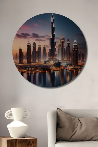 Teona Ahşap Peisaj urban mare, aspect în stil acuarelă, tablou decorativ din ...