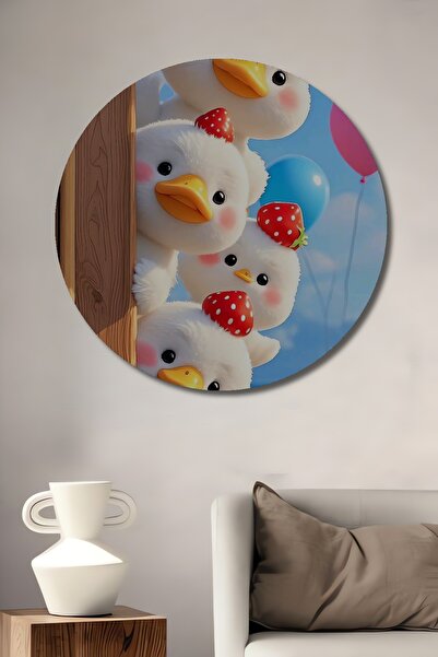 Teona Ahşap Rațe drăguțe din desene animate cu aspect de acuarelă, tablou dec...