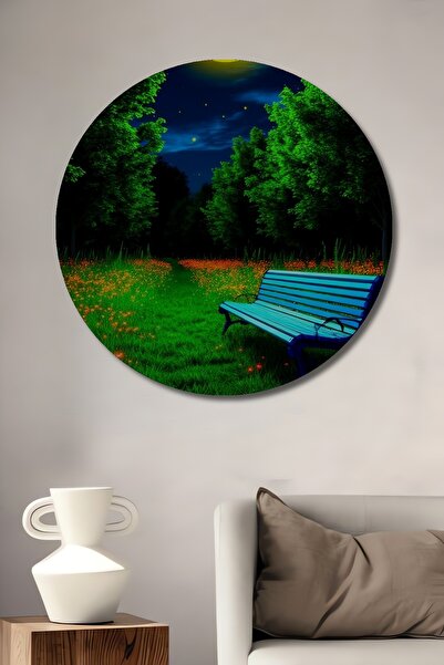 Teona Ahşap Tablou cu lumină magică a lunii, pictură în ulei, aspect de lemn,...