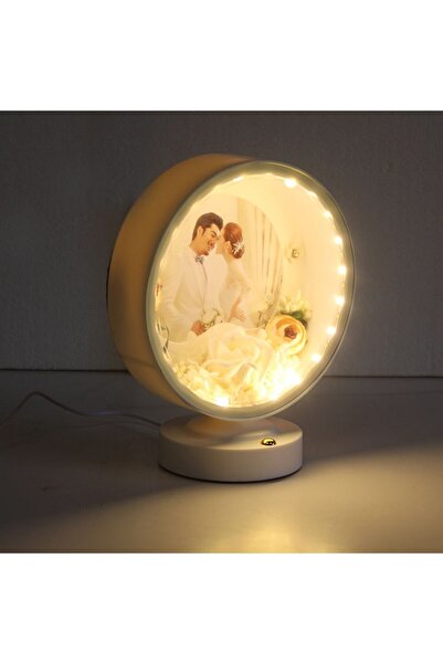 Genel Markalar Fotoğraf Çerçevesi 3d Led'li Çiçek Arajmanlı Fotoğraflı Abajur