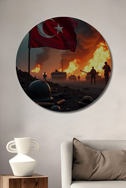 Teona Ahşap Pictură decorativă rotundă de perete, cu aspect de lemn, cu vopse...