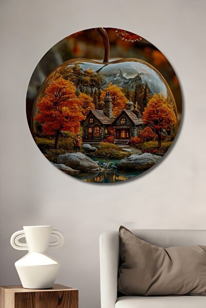 Teona Ahşap Toamnă în interiorul unui măr, peisaj de casă, pictură în ulei, t...