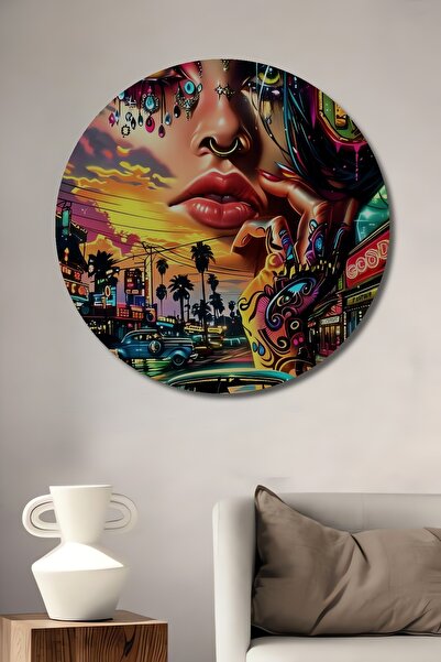 Teona Ahşap Lumini de oraș cu neon, pictură decorativă din lemn cu aspect de ...