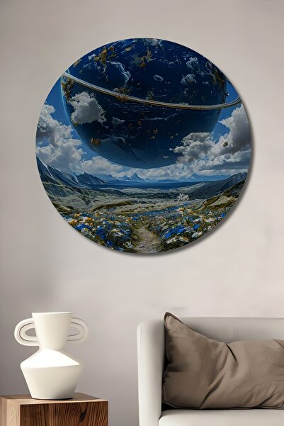 Teona Ahşap Pictură vizuală cu aspect de planetă și câmp de flori, pictură ro...