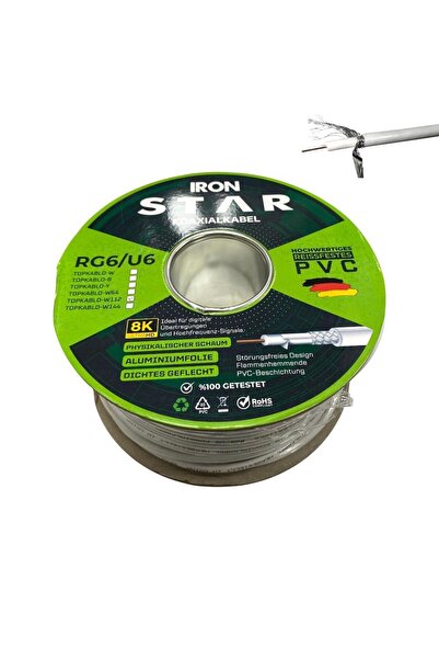 IRONSTAR RG6U6 Beyaz Anten Kablosu 100Metre 112Tel