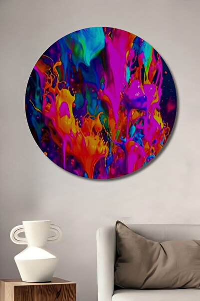 Teona Ahşap Explozie de culori vii Pictură decorativă pe lemn cu aspect de vo...