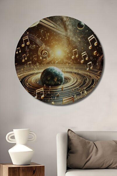 Teona Ahşap Pictură murală rotundă decorativă din lemn cu aspect de pictură î...