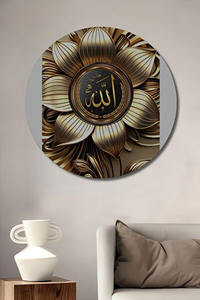 Teona Ahşap Tablou decorativ din lemn cu aspect de foiță de aur Lalele cu mod...